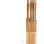 Livoo Set de 6 Couteaux à Steak avec Support en Bois d'Acacia MEC133 - Lames en Acier Inoxydable Dentelées 11 cm
