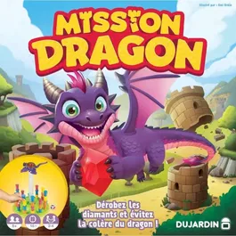 Dujardin - Mission Dragon - Jeu de société - Construction de tours pour enfants dès 7 ans - Jeu avec dragon et rubis