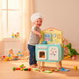 Deqube Cuisine en Bois Peppa Pig 45x70x30cm avec Fenêtre, Robinets, Four et Plaques - Jouet éducatif pour Enfants 2 ans et plus (Multilingue)