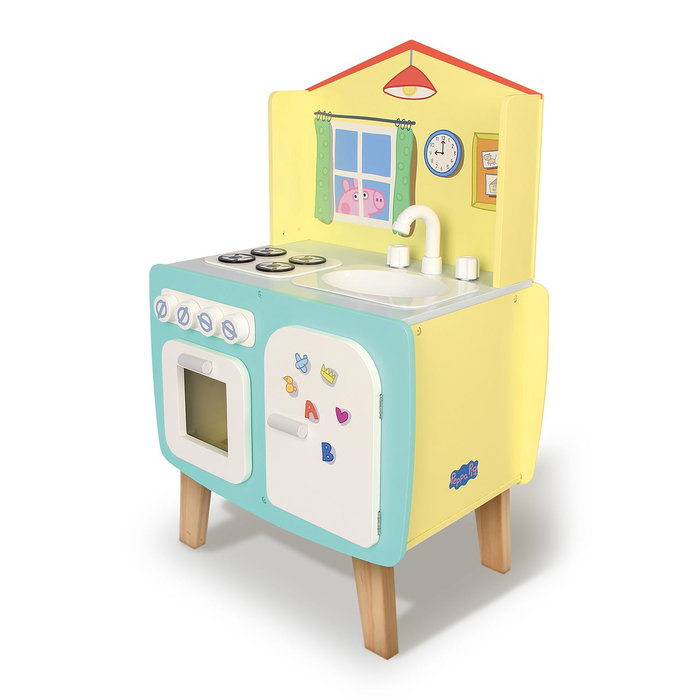 Deqube Cuisine en Bois Peppa Pig 45x70x30cm avec Fenêtre, Robinets, Four et Plaques - Jouet éducatif pour Enfants 2 ans et plus (Multilingue) Deqube Cuisine en Bois Peppa Pig 45x70x30cm avec Fenêtre, Robinets, Four et Plaques - Jouet éducatif pour Enfants 2 ans et plus (Multilingue)
