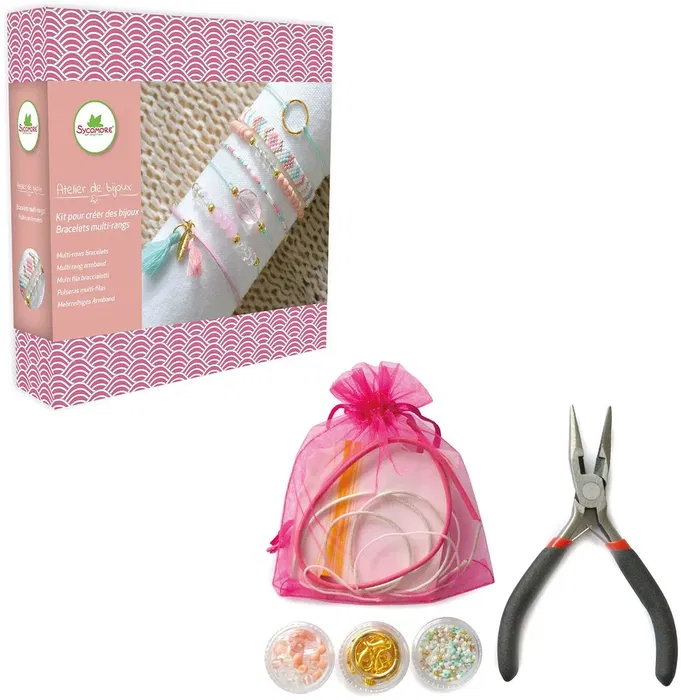 Sycomore - Coffret Atelier de Bijoux Multirangs Style Art Déco avec Perles Japonaises, Cristaux, Fils et Charms - À Partir de 12 Ans
