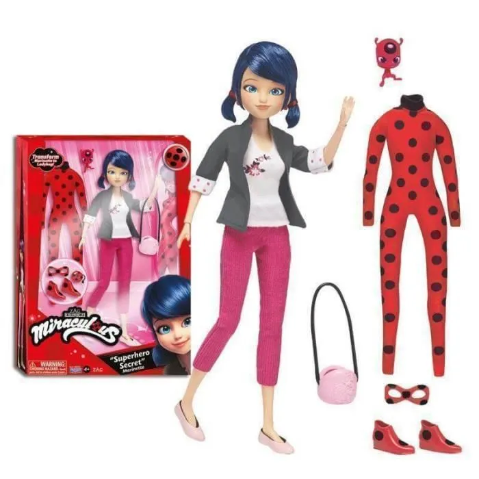 Bandai - Poupée mannequin Miraculous Ladybug 26 cm avec 2 tenues - Réplique de la série animée Bandai - Poupée mannequin Miraculous Ladybug 26 cm avec 2 tenues - Réplique de la série animée