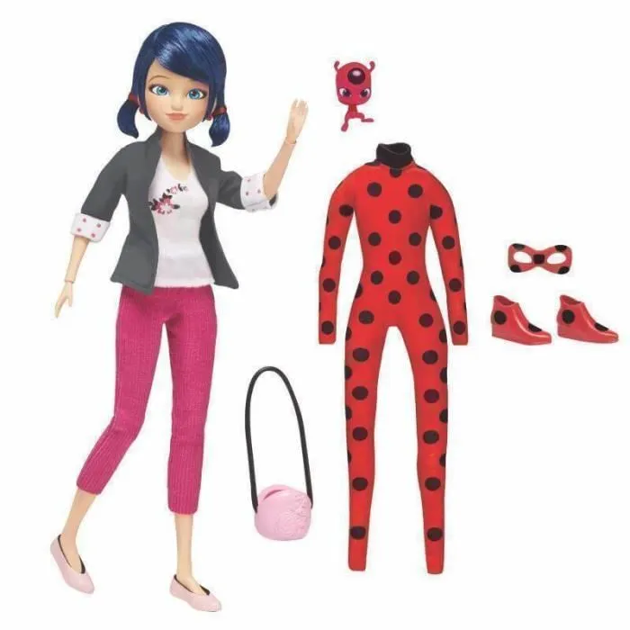 Bandai - Poupée mannequin Miraculous Ladybug 26 cm avec 2 tenues - Réplique de la série animée Bandai - Poupée mannequin Miraculous Ladybug 26 cm avec 2 tenues - Réplique de la série animée