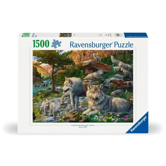 Ravensburger Puzzle 12000719 - 1500 Pièces Loups au Printemps pour Adultes et Enfants Dès 14 Ans, Qualité Supérieure 80 x 60 cm, Illustration Famille de Loups en Forêt
