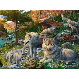 Ravensburger Puzzle 12000719 - 1500 Pièces Loups au Printemps pour Adultes et Enfants Dès 14 Ans, Qualité Supérieure 80 x 60 cm, Illustration Famille de Loups en Forêt