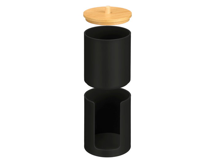 Berilo Bocal Plastique Double Couvercle en Bambou Noir 7x18x7 cm (Set de 24)