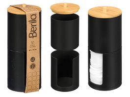 Berilo Bocal Plastique Double Couvercle en Bambou Noir 7x18x7 cm (Set de 24)