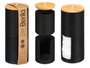 Berilo Bocal Plastique Double Couvercle en Bambou Noir 7x18x7 cm (Set de 24)