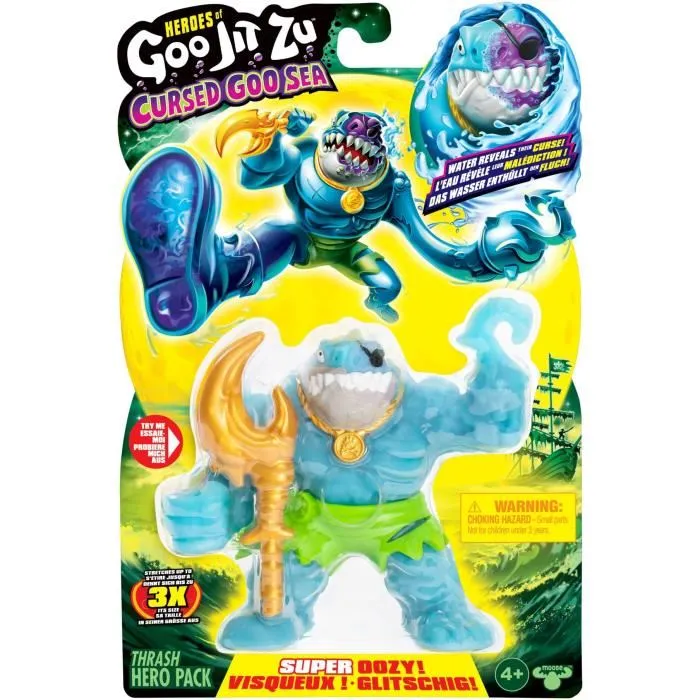 Heroes Of Goo Jit Zu Figurine GJZ Thrash Cursed Goo Sea - Figurine élastique changeante de 11 cm - Pour collection et aventure