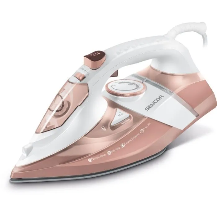 SENCOR SSI 8300RS Fer à Repasser Vapeur 3200W - 350ml - Vapeur Continue 45g/min - Semelle Céramique - Blanc/Rose SENCOR SSI 8300RS Fer à Repasser Vapeur 3200W - 350ml - Vapeur Continue 45g/min - Semelle Céramique - Blanc/Rose