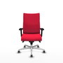 Chaise Albacete confidente Synchro 5 positions Tissu Rouge Structure d' aluminium Accoudoir 2D Sans appui-tête Roulettes 65mm pour moquette
