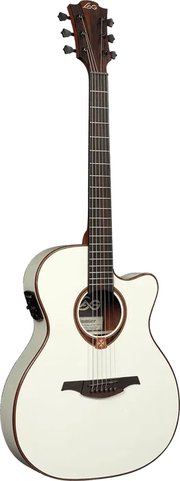 LAG Guitare Acoustique Auditorium Slim Cutaway Tramontane 118 A/E - Ivory White
