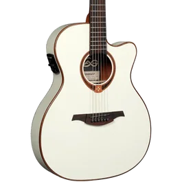 LAG Guitare Acoustique Auditorium Slim Cutaway Tramontane 118 A/E - Ivory White