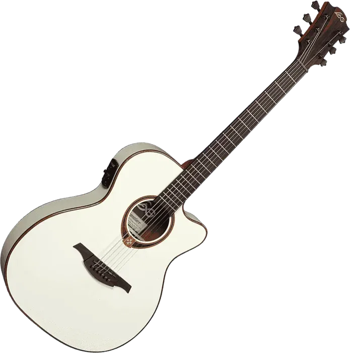 LAG Guitare Acoustique Auditorium Slim Cutaway Tramontane 118 A/E - Ivory White
