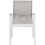 VIANEA - Lot de 4 fauteuils de jardin pour repas - Structure en aluminium blanc, assise en textilene naturel - Accoudoirs imitation bois - Dimensions 52 x 64 x65 cm
