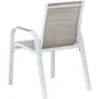 VIANEA - Lot de 4 fauteuils de jardin pour repas - Structure en aluminium blanc, assise en textilene naturel - Accoudoirs imitation bois - Dimensions 52 x 64 x65 cm