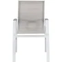 VIANEA - Lot de 4 fauteuils de jardin pour repas - Structure en aluminium blanc, assise en textilene naturel - Accoudoirs imitation bois - Dimensions 52 x 64 x65 cm