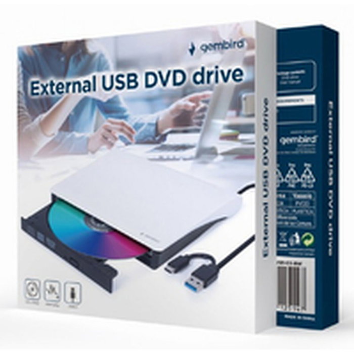 Graveur externe GEMBIRD DVD-USB-031-BW DVD-R 8x, DVD-R DL 8x, DVD-RW 8x, DVD-ROM 8x, DVD-RAM 5x, DVD+R 8x, DVD+R DL 8x, DVD+RW 8