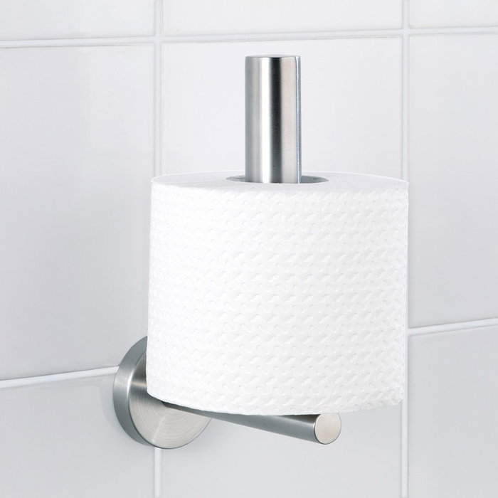 Wenko Porte-rouleau de papier toilette en acier inoxydable brossé réservoir 8 x 18 x 12,5 cm