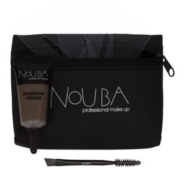 Nouba Set de Maquillage Sourcils 20 Pièces : Pinceau à Sourcils + Gel Fixant Sourcils 7 ml + Pochette Cosmétique Textile Noire