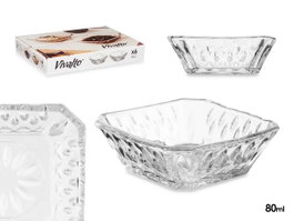 Vivalto Salsero en verre carré transparent 80 ml 8x3x8 cm (Set de 72)