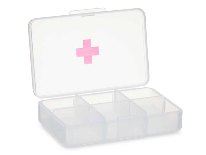 BERILO Pilulier en plastique 6 compartiments transparent