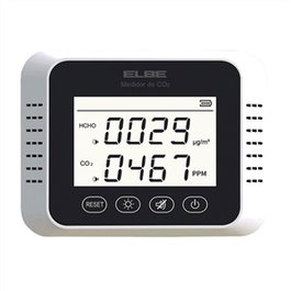 Elbe Détecteur de Qualité d'Air et CO2 SG-100-CO2 avec Alarmes Sonores et Lumineuses, Recharge USB