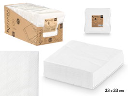 KINVARA Lot de 50 serviettes en papier blanches 33 x 33 cm