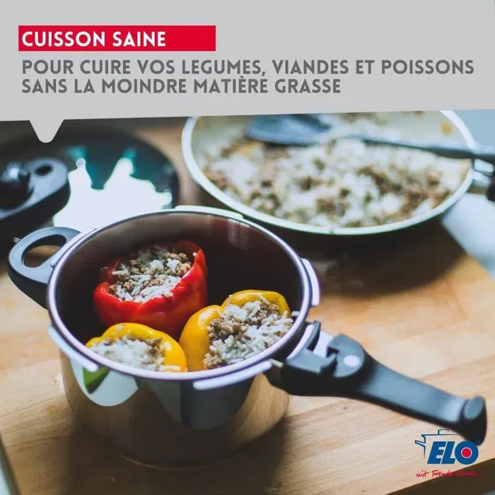 Elo Autocuiseur à Vapeur Praktika 2,7 litres 18 cm, Compatible Tous Feux Dont Induction, Acier Inoxydable 18/10, Lavable Lave-Vaisselle