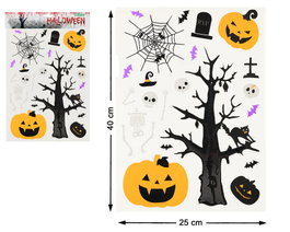 Décoration vinyle Halloween avec citrouilles et arachnides