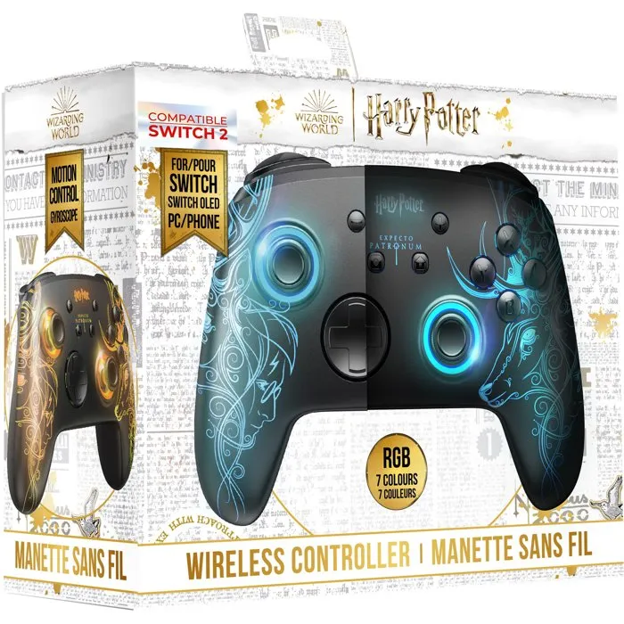 Freaks And Geeks Manette Switch & PC Patronus Harry Potter Sans Fil RGB - Licence Officielle