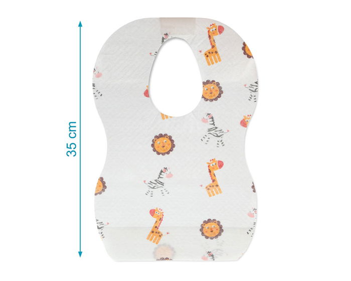 KioKids Bavoir jetable 10 pièces pour bébé +6 mois, avec bolsillon collecteur de miettes et motif multicolore