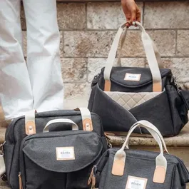 Beaba - Sac à langer Sydney - Gris chiné foncé - Compartiments multiples et isotherme - Attache poussette - Trousse à sucettes incluse