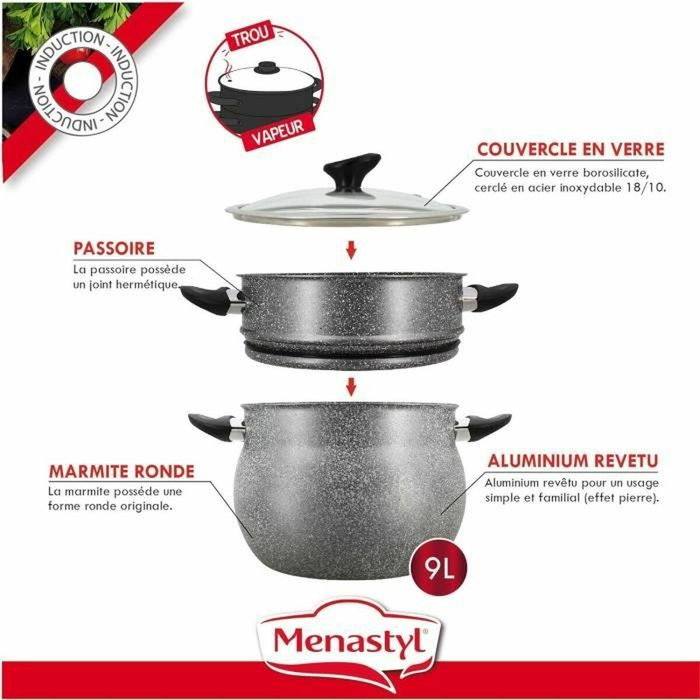 Menastyl Couscoussier 9L Effet Marbre