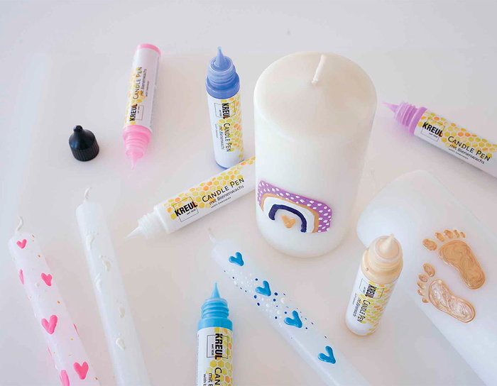 Kreul Set de 6 stylos de peinture pour bougies Hello Baby Kreul Set de 6 stylos de peinture pour bougies Hello Baby