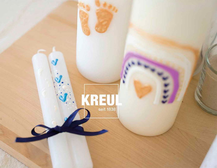 Kreul Set de 6 stylos de peinture pour bougies Hello Baby Kreul Set de 6 stylos de peinture pour bougies Hello Baby