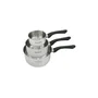 Fackelmann Geneva - Set de 3 casseroles en inox 18/8 (12 cm, 16 cm, 20 cm) - Pour tous feux dont induction - Avec bec verseur et échelle intégrée