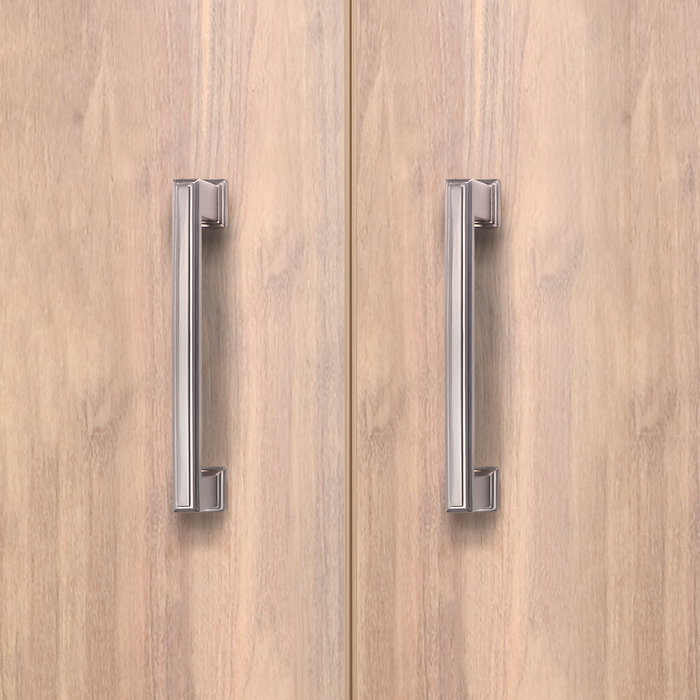 Emuca Lot de 5 poignées pour meubles Tanger, L147.5mm, entraxe 128mm, Zamak, Nickel satiné