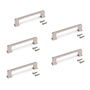 Emuca Lot de 5 poignées pour meubles Tanger, L147.5mm, entraxe 128mm, Zamak, Nickel satiné