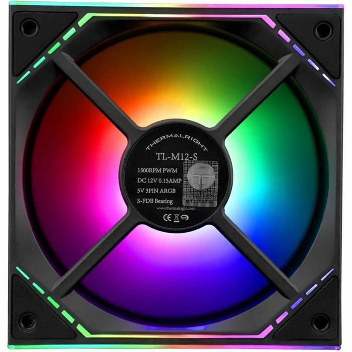Thermalright TL-M12-S - Ventilateur 120 mm avec LED ARGB - Noir