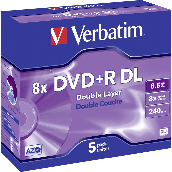 Verbatim DVD+R Double Layer Matt Silver 8x, 5pcs Verbatim DVD+R Double Layer Matt Silver 8x, 5pcs