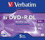 Verbatim DVD+R Double Layer Matte Silver 8x 4.7Go - Pack de 5 disques pour enregistrement de données et vidéo