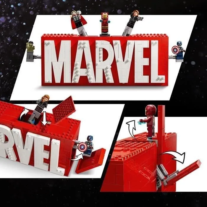 Lego Jeu de construction 76313 Logo Marvel avec minifigurines Hulk, Thor, Iron Man, Black Widow, Captain America - Set pour enfants dès 12 ans, super-héros Avengers