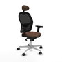 Piqueras y Crespo Chaise de Bureau avec Appui-tête 2D086N1 Noir et Brun foncé