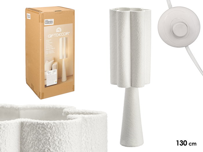 Giftdecor Lampe Flor 130cm Rugueux Blanc Métal Velours 30x30x72.5cm Câble 200cm Giftdecor Lampe Flor 130cm Rugueux Blanc Métal Velours 30x30x72.5cm Câble 200cm