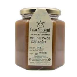 COMO UNA REINA Miel de châtaignier brute en pot hexagonal 500 g