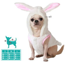 Costume de lapin pour chien, taille S, blanc, en polyester - Deguisement pour animal de compagnie