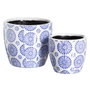 BigBuy Garden Set de deux cache-pots ronds en terre cuite bleu