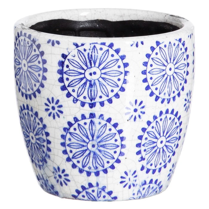 BigBuy Garden Set de deux cache-pots ronds en terre cuite bleu