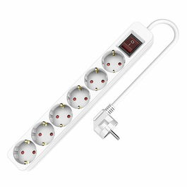 Rallonge 6 prises Schuko sans interrupteur TM Electron TMUAD506S Blanc 3680 W (1,5 m)
